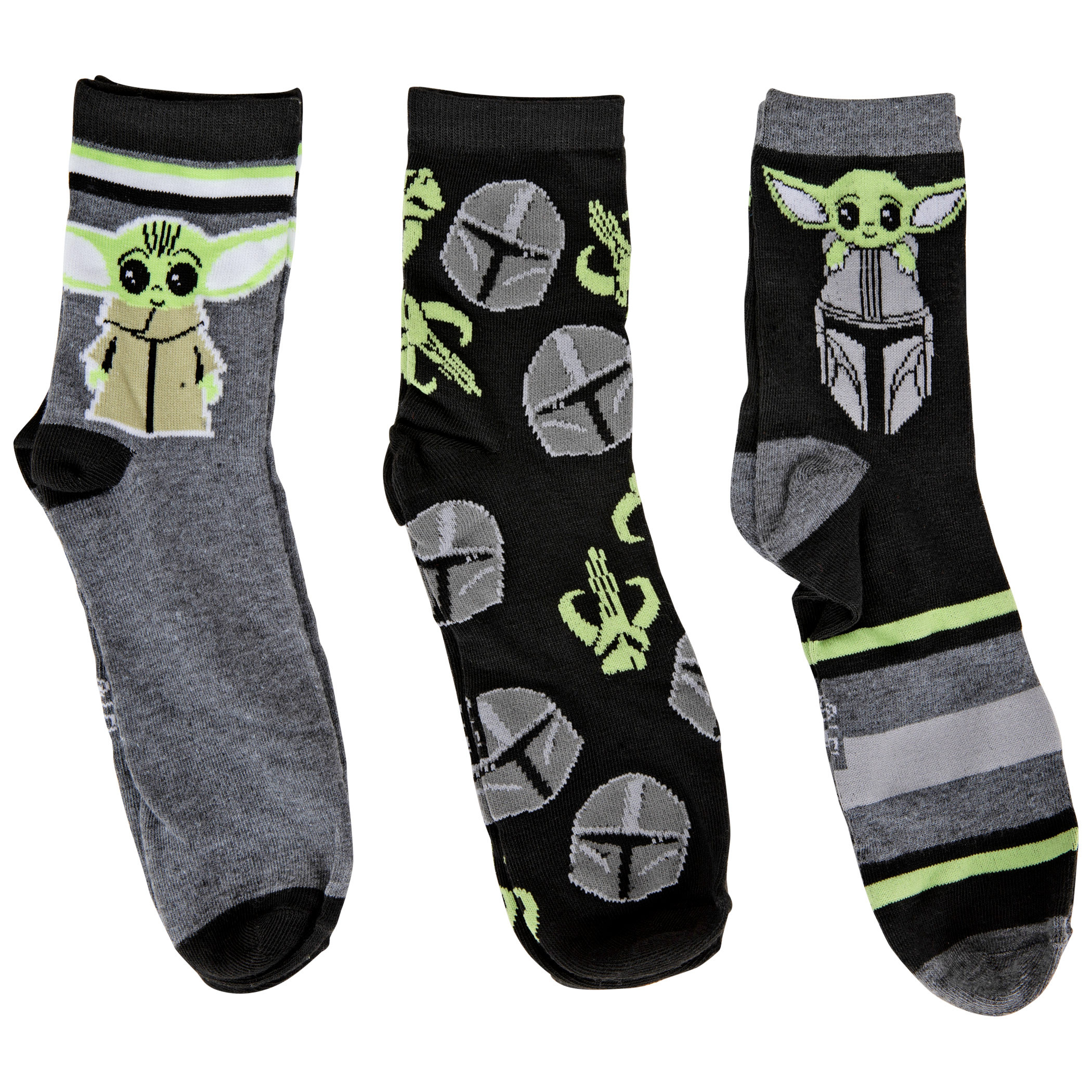 Star Wars The Mandalorian and Grogu 3-Pair Pack of 3/4 Crew Socks